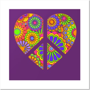 Love Flower Power Peace Sign Heart Posters and Art